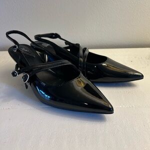 Wild Fable Women's Glossy Black Slingback Flats